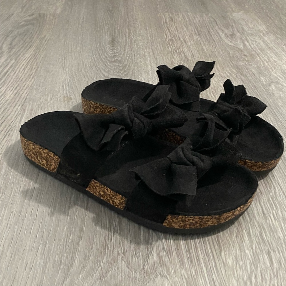 Black Bow Girls Sandals Size 2